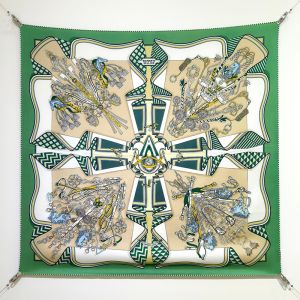 Hermes Bouquets Sellier Scarf 90 In Green