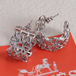 Hermes Chaine D'Ancre Enchainee Three-Layer Earrings In Silver