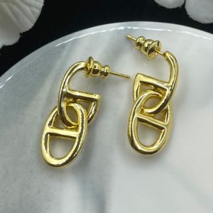 Hermes Chaine D'Ancre Pendant Earrings In Gold