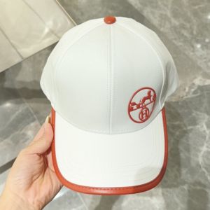 Hermes Classic Logo Baseball Cap Cotton In White