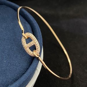 Hermes Crystals Ronde Chaine D'Ancre Bracelet In Gold