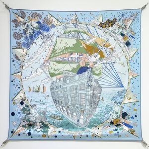 Hermes Flagship Scarf 90 In Sky Blue