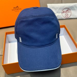Hermes H Letter Embroidered Baseball Cap Canvas In Blue