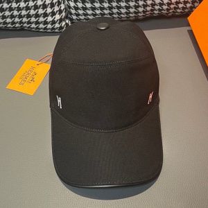 Hermes H Letter Embroidered Baseball Cap Canvas In Coffee