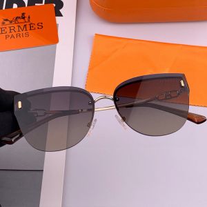 Hermes H7388 Oval Metal Sunglasses In Black/Tortoise