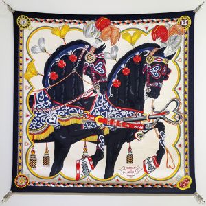Hermes Harnais de Coeur Scarf 90 In Black