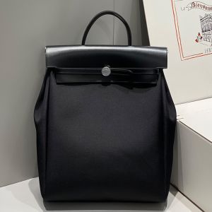 Hermes Herbag A Dos Zip Backpack Canvas Palladium Hardware In Black