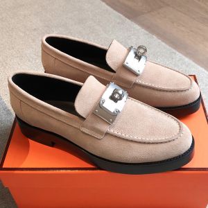 Hermes Hot Loafers Women Suede In Beige