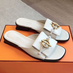 Hermes Isle Slides Women Calfskin In White