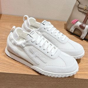 Hermes Jet Sneakers Unisex Crochet Knit and Suede In White