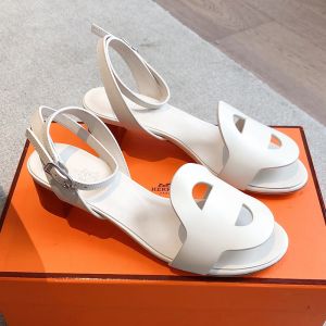 Hermes Juliette 45 Sandals Women Calfskin In White