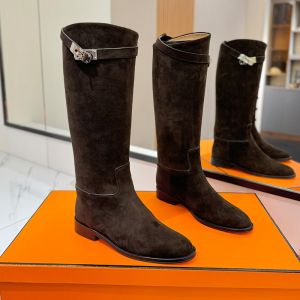 Hermes Jumping Boots Women Suede In Brown