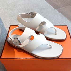 Hermes Karen Sandals Women Calfskin In White