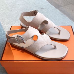 Hermes Karen Sandals Women Suede In Beige