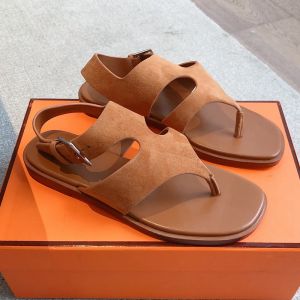 Hermes Karen Sandals Women Suede In Brown