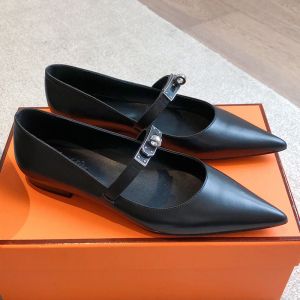 Hermes Kelly Ballet Flats Women Calfskin In Black
