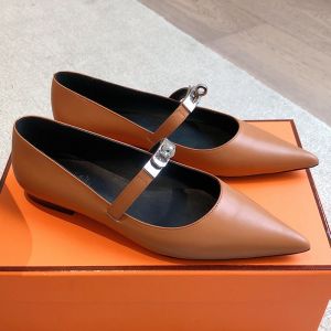 Hermes Kelly Ballet Flats Women Calfskin In Brown