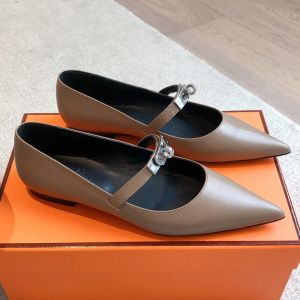 Hermes Kelly Ballet Flats Women Calfskin In Coffee
