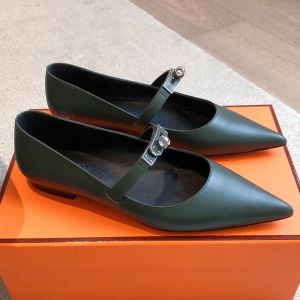 Hermes Kelly Ballet Flats Women Calfskin In Green