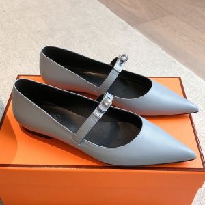 Hermes Kelly Ballet Flats Women Calfskin In Light Blue