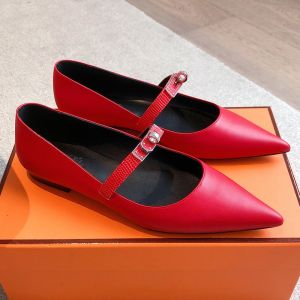 Hermes Kelly Ballet Flats Women Calfskin In Red