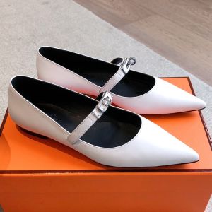 Hermes Kelly Ballet Flats Women Calfskin In White