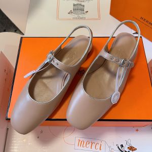 Hermes Kleo Slingback Women Calfskin In Grey