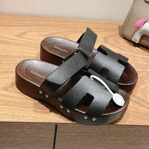 Hermes Kos Clog Unisex Epsom Calfskin In Black