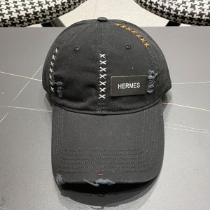 Hermes Logo Patch Baseball Cap Cotton In Black