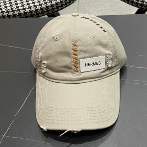 Hermes Logo Patch Baseball Cap Cotton In Grey