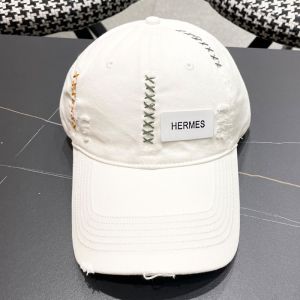 Hermes Logo Patch Baseball Cap Cotton In White