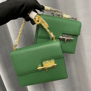 Hermes Mini Verrou Chaine Bag Chevre Mysore In Green