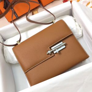 Hermes Verrou Bag Epsom Leather Palladium Hardware In Brown