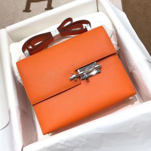 Hermes Verrou Bag Epsom Leather Palladium Hardware In Orange