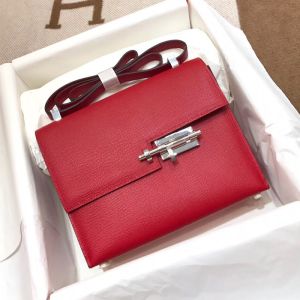 Hermes Verrou Bag Epsom Leather Palladium Hardware In Red