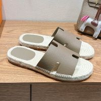 Hermes Antigua Espadrilles Men Epsom Calfskin In Grey