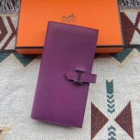 Hermes Bearn Wallet Epsom Leather In Purple