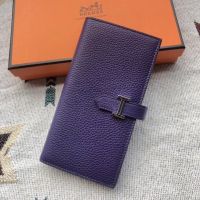 Hermes Bearn Wallet Togo Leather In Blue