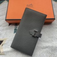 Hermes Bearn Wallet Togo Leather In Deep Grey