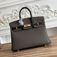 Hermes Birkin 25 Bag Togo Bicolor Leather Gold Hardware In Marble/Black