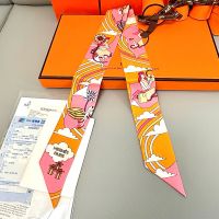 Hermes Carres Volants Twilly In Brown