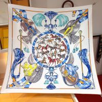 Hermes Cavalcades Scarf 90 In White