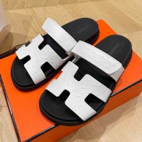 Hermes Chypre Slides Women Calfskin In White