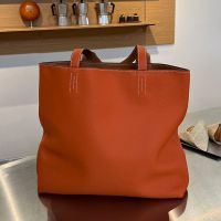 Hermes Double Sens Bag Clemence Leather In Orange/Brown