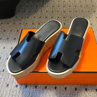 Hermes Eze 30 Slides Women Calfskin In Black