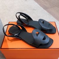 Hermes Julie Sandals Women Calfskin In Black