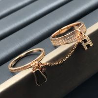 Hermes Kelly Cadenas Double Ring In Rose Gold