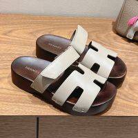 Hermes Kos Clog Unisex Calfskin In Beige