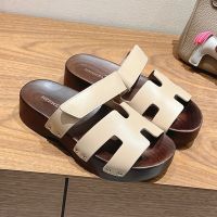 Hermes Kos Clog Unisex Calfskin In Khaki
