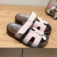 Hermes Kos Clog Unisex Suede In Pink